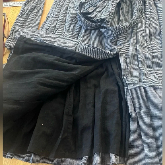 Charles Nolan black and gray striped button front long sleeve maxi dress… - Picture 5 of 7